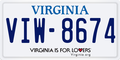 VA license plate VIW8674