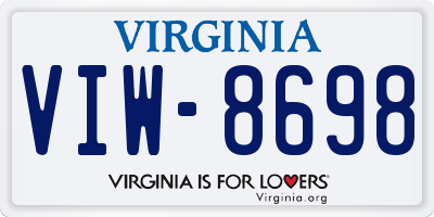 VA license plate VIW8698