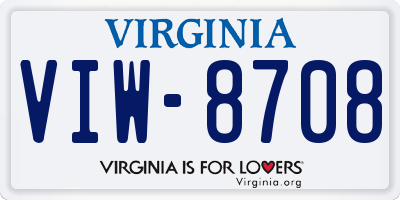 VA license plate VIW8708