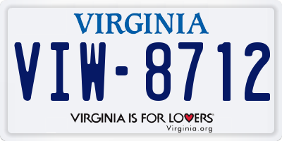 VA license plate VIW8712