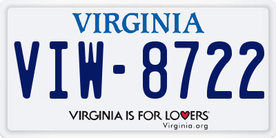 VA license plate VIW8722