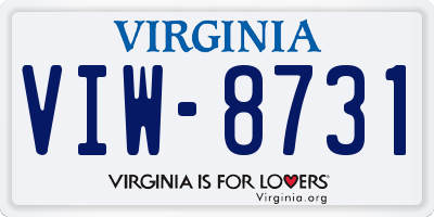 VA license plate VIW8731