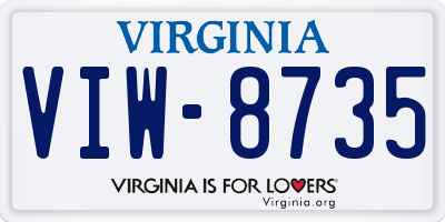 VA license plate VIW8735