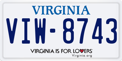 VA license plate VIW8743