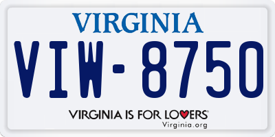 VA license plate VIW8750