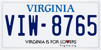 VA license plate VIW8765