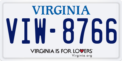 VA license plate VIW8766