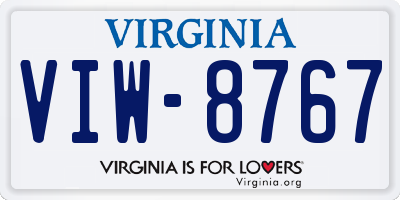 VA license plate VIW8767