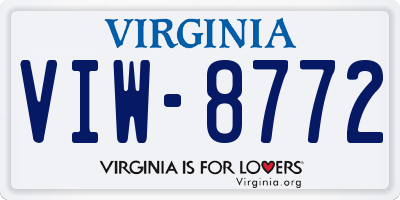 VA license plate VIW8772