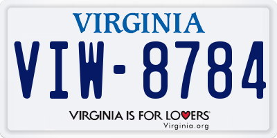 VA license plate VIW8784