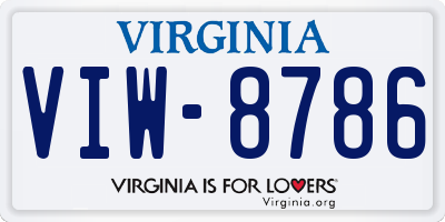 VA license plate VIW8786