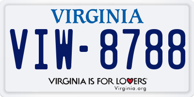 VA license plate VIW8788