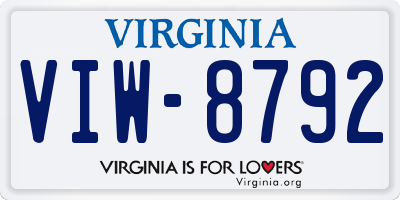 VA license plate VIW8792