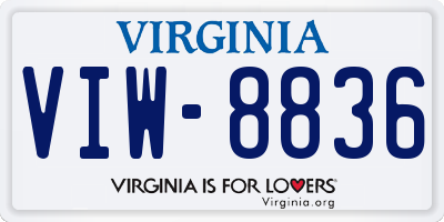 VA license plate VIW8836