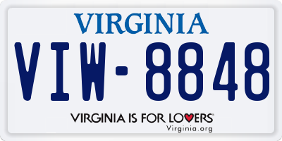 VA license plate VIW8848