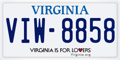 VA license plate VIW8858