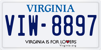 VA license plate VIW8897