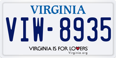 VA license plate VIW8935
