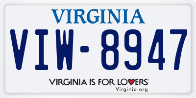 VA license plate VIW8947