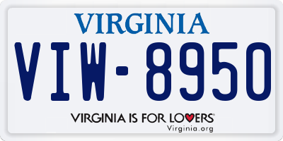 VA license plate VIW8950