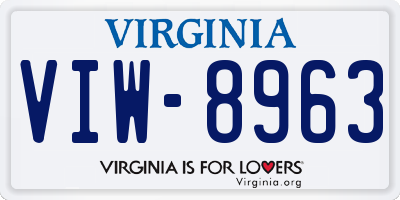 VA license plate VIW8963