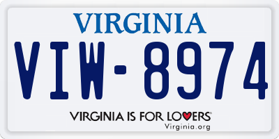 VA license plate VIW8974