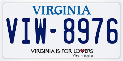 VA license plate VIW8976