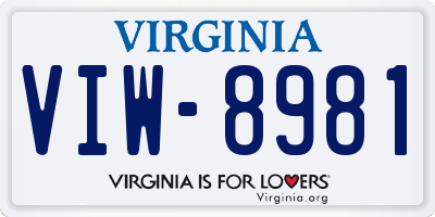 VA license plate VIW8981