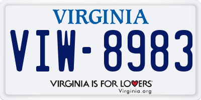VA license plate VIW8983