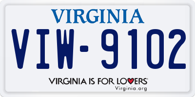 VA license plate VIW9102