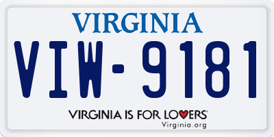VA license plate VIW9181