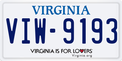 VA license plate VIW9193