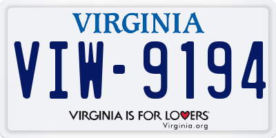 VA license plate VIW9194