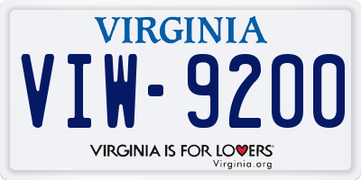 VA license plate VIW9200