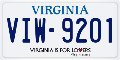 VA license plate VIW9201