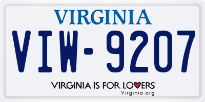 VA license plate VIW9207