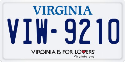 VA license plate VIW9210