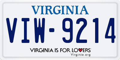 VA license plate VIW9214