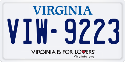 VA license plate VIW9223