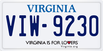 VA license plate VIW9230