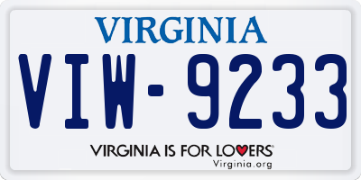 VA license plate VIW9233