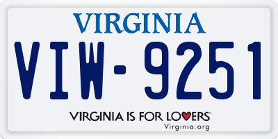 VA license plate VIW9251