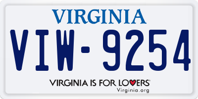 VA license plate VIW9254