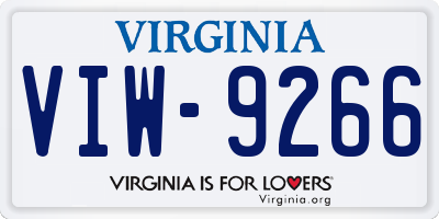 VA license plate VIW9266