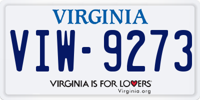 VA license plate VIW9273