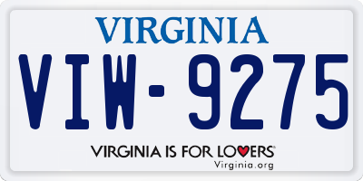 VA license plate VIW9275