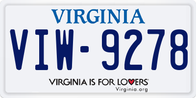 VA license plate VIW9278