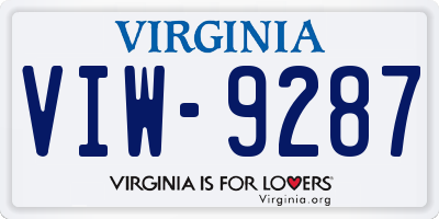 VA license plate VIW9287