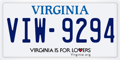 VA license plate VIW9294