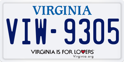 VA license plate VIW9305